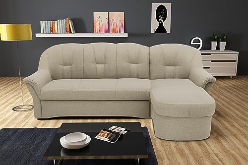 DOMO. collection Ecksofa Puno, kleines Sofa in L-Form mit Longchair, Couch, Polstermöbel, Eckcouch, 233 x 142 x 84 cm (BxTxH), schlamm (beige) von DOMO. collection