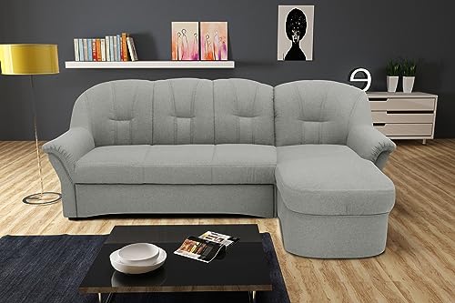 DOMO. Collection Puno Ecksofa, Sofa in L-Form, Eckcouch, Sofa, Couch mit Longchair und Schlaffunktion, 233 x 142 cm, Polstermöbel in silber von DOMO. collection