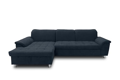 Domo. Collection Franzi Ecksofa, Couch in L-Form, Sofa mit Schlaffunktion und Rückenfunktion, Eckkcouch, 279 x 162 x 81 cm, Polsterecke in dunkelblau von DOMO. collection