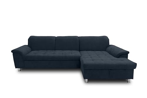 Domo. Collection Franzi Ecksofa, Couch in L-Form, Sofa mit Schlaffunktion und Rückenfunktion, Eckkcouch, 279 x 162 x 81 cm, Polsterecke in dunkelblau von DOMO. collection