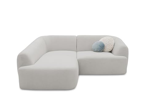 DOMO. collection Ecksofa Ansina, kleine Couch in L-Form, mit Taschenfederkern, organische Form, Sofa, Polsterecke, Eckcouch, Polstergarnitur 216 x 196 x 76 cm (BxTxH), Silber von DOMO. collection
