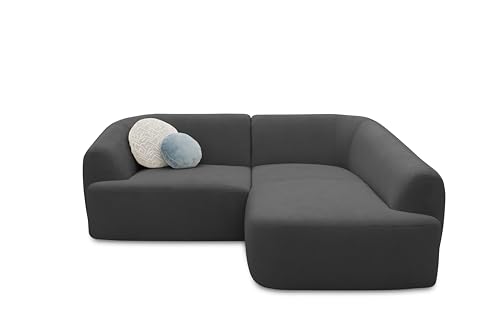 DOMO. collection Ecksofa Ansina, kleine Couch in L-Form, mit Taschenfederkern, organische Form, Sofa, Polsterecke, Eckcouch, Polstergarnitur 216 x 196 x 76 cm (BxTxH), dunkelgrau von DOMO. collection