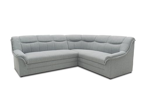DOMO. collection Ecksofa Berlin, zeitlose Eckcouch mit Schlaffunktion und Federkern-Polsterung, Sofa in L-Form, Couch, 205 x 250 x 89 cm, silber von DOMO. collection
