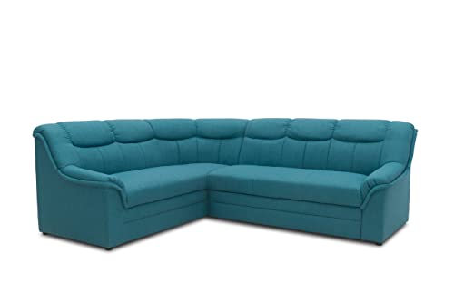 DOMO. collection Ecksofa Berlin, zeitlose Eckcouch mit hochwertiger Federkern-Polsterung, Sofa in L-Form, Couch 205 x 250 x 89 cm, petrol von DOMO. collection