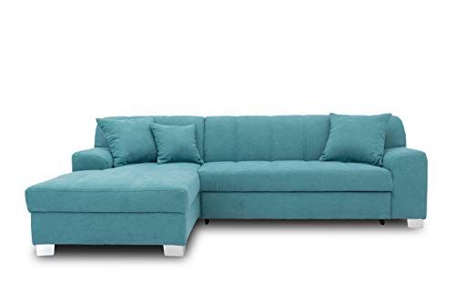 DOMO. collection Ecksofa Capri, Sofa in L-Form mit Schlaffunktion, Couch, Polsterecke, Eckcouch, Schlafsofa 239 x 152 x 75 cm (BxTxH), türkis von DOMO. collection