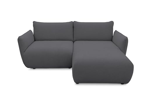 DOMO. collection Ecksofa Minas, kleines Modulsofa in L-Form mit Taschenfederkern und attraktiver Biese-Naht, Sofa, Polsterecke, Eckcouch 194 x 168 x 79 cm (BxTxH), dunkelgrau von DOMO. collection
