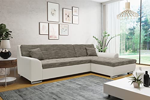 DOMO. collection Ecksofa Treviso, Schlafsofa in L-Form aus Kunstleder und Webstoff, Sofa, Couch mit Schlaffunktion, Eckcouch, Polsterecke, 267 x 178 x 83 cm (BxTxH), grau/weiß von DOMO. collection