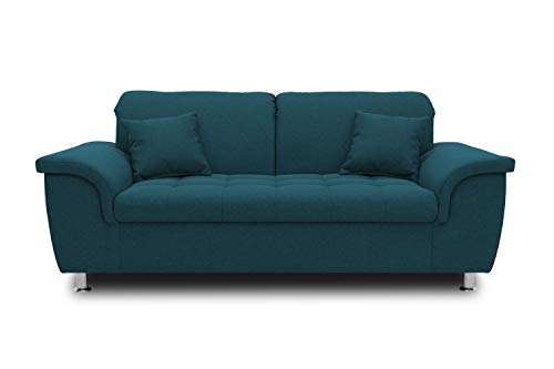 DOMO. collection Sofa Franzi, 2-Sitzer Couch, 2er Garnitur mit Nackenfunktion, Polstergarnitur 190 x 105 x 81 cm (BxTxH), türkis (blau) von DOMO. collection