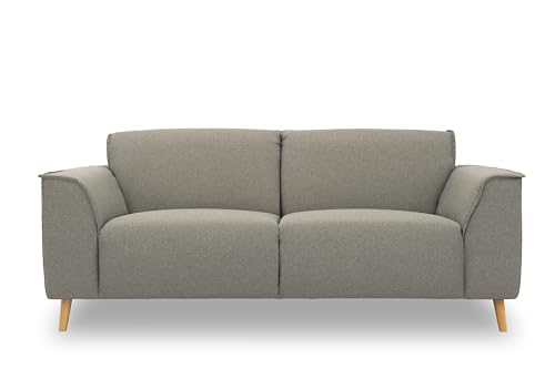 DOMO. Collection Jules FK 2 Sitzer, 2er Couch in skandinavischer Optik, Sofa mit Federkernpolsterung, 2,5er Garniur mit Holzfüßen, Silber, 193 x 90 x 81 cm von DOMO. collection