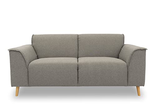 DOMO. Collection Jules FK 2 Sitzer, 2er Couch in skandinavischer Optik, Sofa mit Federkernpolsterung, Garniur mit Holzfüßen, Silber, 178 x 90 x 81 cm von DOMO. collection