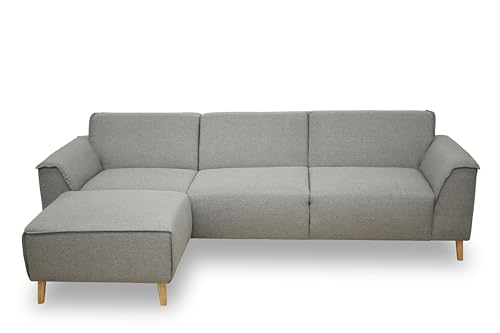 DOMO. Collection Jules FK Eckgarnitur mit Federkernpolsterung, Eckcouch, Sofa in L-Form in skandinavischem Design, Ecke, Silber, 159 x 268 cm von DOMO. collection