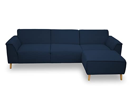 DOMO. Collection Jules FK Eckgarnitur mit Federkernpolsterung, Eckcouch, Sofa in L-Form in skandinavischem Design, Ecke, dunkelblau, 268 x 159 cm von DOMO. collection