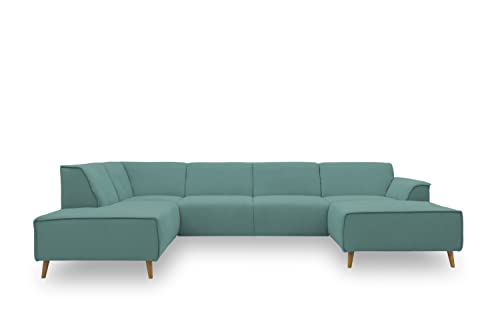 DOMO. Collection Jules Wohnlandschaft, Skandinavisches Sofa mit Federkern, Couch in U-Form, Mint, 191x333x159 cm von DOMO. collection
