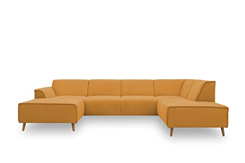 DOMO. Collection Jules Wohnlandschaft, Skandinavisches Sofa mit Federkern, Couch in U-Form, gelb, 159x333x191 cm von DOMO. collection