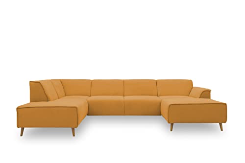 DOMO. Collection Jules Wohnlandschaft, Skandinavisches Sofa mit Federkern, Couch in U-Form, gelb, 191x333x159 cm von DOMO. collection