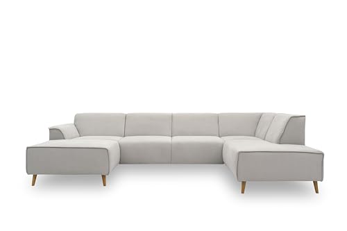 DOMO. Collection Jules Wohnlandschaft, Skandinavisches Sofa mit Federkern, Couch in U-Form, hellgrau, 159x333x191 cm von DOMO. collection