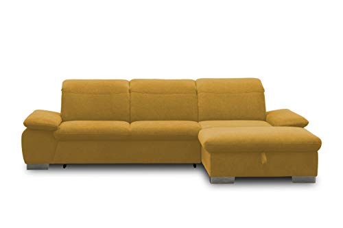 DOMO. Collection Maven Ecksofa, Sofa mit Rückenfunktion, Polsterecke mit Federkern und Relaxfunktion, 286x184x77 cm, Eckcouch in gelb von DOMO. collection