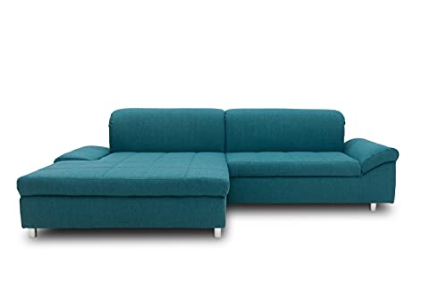DOMO. collection Ecksofa Mika, Sofa mit Schlaffunktion und Bettkasten in L-Form, Schlafsofa mit Rücken- und Armlehnfunktion, Polsterecke 260 x 178 x 80 cm (BxTxH), türkis von DOMO. collection