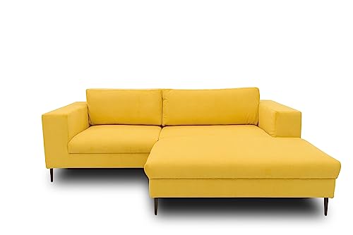 DOMO. collection Ecksofa Modica, Sofa in L-Form, moderne Eckcouch, bodenfreie Couch, Eckgarnitur, Polsterecke 244 x 173 x 83 cm (BxTxH), gelb von DOMO. collection