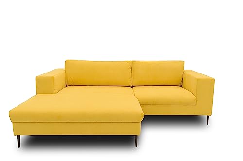 DOMO. collection Ecksofa Modica, Sofa in L-Form, moderne Eckcouch, bodenfreie Couch, Eckgarnitur, Polsterecke 244 x 173 x 83 cm (BxTxH), gelb von DOMO. collection