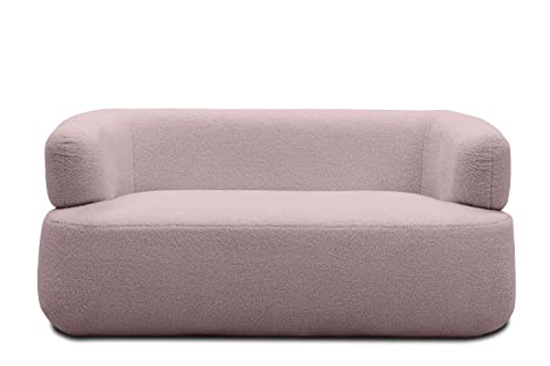 DOMO. collection Sofa Molina, 2-Sitzer, moderne 2er Couch aus Teddy-Stoff mit runden Ecken, Polstersofa, Garnitur 160 x 86 x 71 cm (BxTxH), altrosa von DOMO. collection
