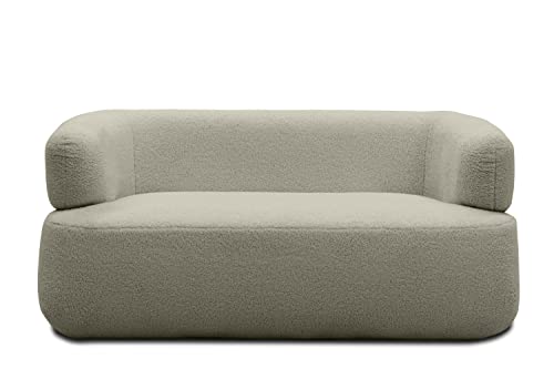 DOMO. collection Sofa Molina, 2-Sitzer, moderne 2er Couch aus Teddy-Stoff mit runden Ecken, Polstersofa, Garnitur 160 x 86 x 71 cm (BxTxH), taupe von DOMO. collection