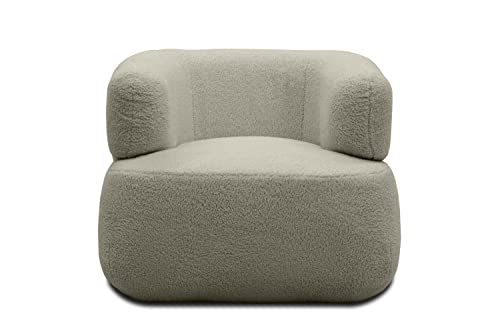 DOMO. collection Sessel Molina, moderner Polstersessel aus Teddy-Stoff mit Armlehnen und runden Ecken, Einzelsessel, Garnitur 90 x 86 x 71 cm (BxTxH), taupe von DOMO. collection