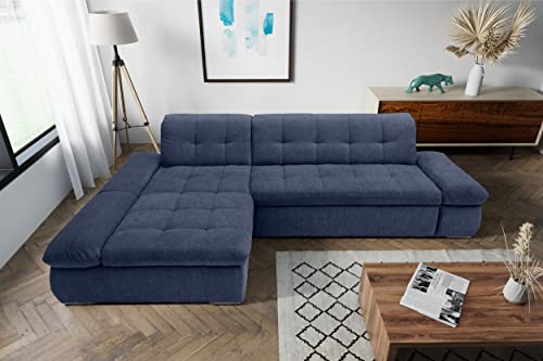 DOMO. collection Moric Couch, Ecksofa, Eckcouch, Sofa in L-Form, dunkelblau, 300 x 172 x 80 cm von DOMO. collection