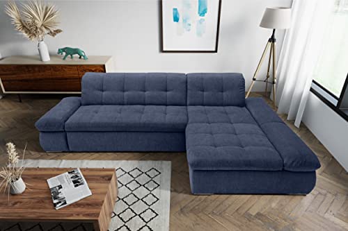 DOMO. collection Moric Couch, Ecksofa, Eckcouch, Sofa in L-Form, dunkelblau, 300 x 172 x 80 cm von DOMO. collection