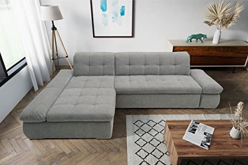 DOMO. collection Moric Couch, Ecksofa, Eckcouch, Sofa in L-Form, hellgrau, 300 x 172 x 80 cm von DOMO. collection
