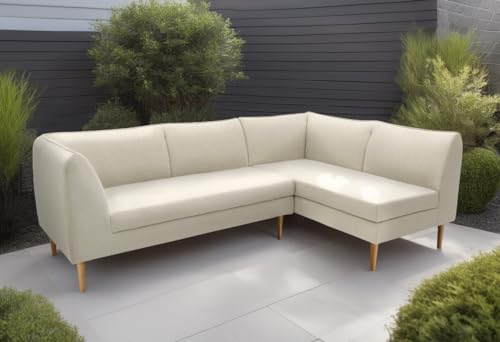 DOMO. collection Outdoor Ecksofa Juist, Sofa in L-Form mit Holzfüßen, Gartenmöbel, Gartensofa, Eckcouch, Polsterecke, 241 x 159 x 82 cm (BxTxH), beige von DOMO. collection