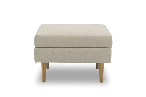 DOMO. collection Outdoor Polsterhocker Juist, Hocker mit Holzfüßen, Gartenmöbel, Gartensofa, Gartenhocker, 70 x 60 x 46 cm (BxTxH), beige von DOMO. collection