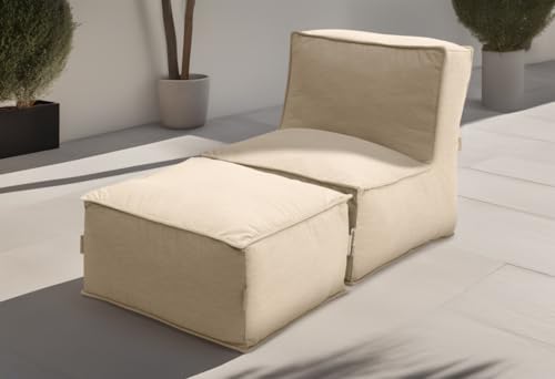 DOMO. collection Outdoor Sofa Wangerooge 1F Element (Sessel) - Hocker, Gartensofa, Sitzsack, Outdoor Sitzsack, Luftsack Garten 75 x 185 x 73 cm beige von DOMO. collection