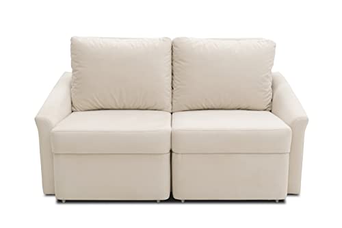 DOMO. collection Sofa Relax, 2-Sitzer Dauerschläfer, Boxspring Couch mit Schlaffunktion, Schlafsessel, Gästebett, Schlafsofa 168 x 96 x 86 cm (BxTxH), Creme von DOMO. collection