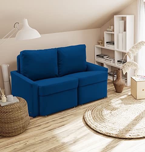 DOMO. collection Relax Dauerschläfer Boxspring Sofa mit Schlaffunktion, 2-Sitzer Schlafsofa Gästebett | 168 x 96 x 86 cm, Marine von DOMO. collection