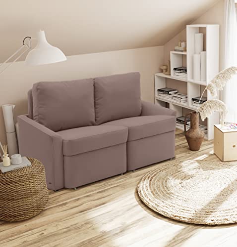 DOMO. collection Sofa Relax, 2-Sitzer Dauerschläfer, Boxspring Couch mit Schlaffunktion, Schlafsessel, Gästebett, Schlafsofa 168 x 96 x 86 cm (BxTxH), Taupe von DOMO. collection