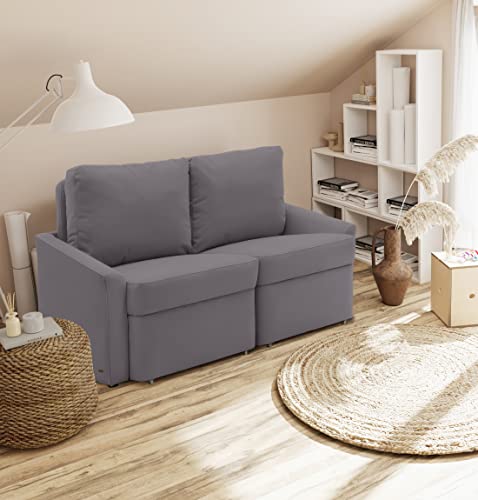 DOMO. collection Relax Dauerschläfer Boxspring Sofa mit Schlaffunktion, 2-Sitzer Schlafsofa Gästebett | 168 x 96 x 86 cm, dunkel grau von DOMO. collection