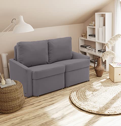 DOMO. collection Sofa Relax, 2-Sitzer Dauerschläfer, Boxspring Couch mit Schlaffunktion, Schlafsessel, Gästebett, Schlafsofa 168 x 96 x 86 cm (BxTxH), grau von DOMO. collection