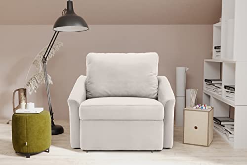 DOMO Collection Relax Box Couch, Dauerschläfer Boxspring Sofa mit Schlaffunktion, Schlafsessel Gästebett Schlafsofa, 108 x 96 x 86 cm, creme von DOMO. collection