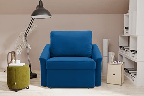 DOMO. collection Sessel Relax, Dauerschläfer, Boxspring Sofa mit Schlaffunktion, Schlafsessel, Gästebett, Schlafsofa 108 x 96 x 86 cm (BxTxH), Marine blau von DOMO. collection
