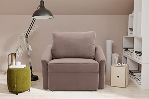 DOMO. collection Sessel Relax, Dauerschläfer, Boxspring Sofa mit Schlaffunktion, Schlafsessel, Gästebett, Schlafsofa 108 x 96 x 86 cm (BxTxH), Taupe von DOMO. collection