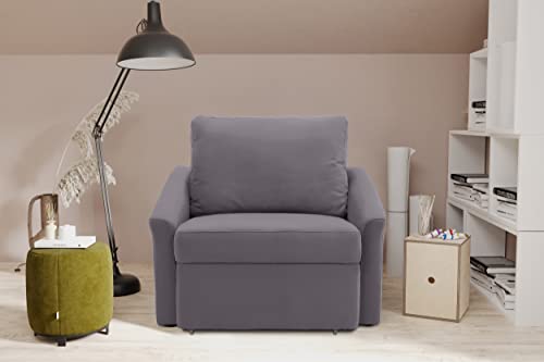 DOMO. collection Sessel Relax, Dauerschläfer, Boxspring Sofa mit Schlaffunktion, Schlafsessel, Gästebett, Schlafsofa 108 x 96 x 86 cm (BxTxH), grau von DOMO. collection