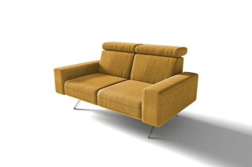 DOMO. Collection Rosario Sofa, 2er Garnitur mit Nackenfunktion, 2 Sitzer Couch, 164x98x81 cm, Polstergarnitur in gelb (senf) von DOMO. collection