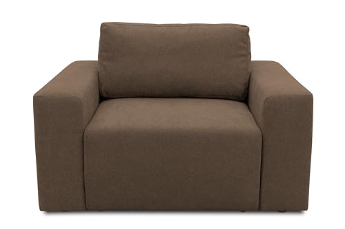 DOMO. collection Sessel Lares, Polstersessel mit Schlaffunktion und Federkernpolsterung, Loses Rückenkissen, Schlafsessel, Armsessel 130 x 116 x 85 cm (BxTxH), Taupe von DOMO. collection