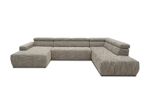 DOMO. Collection Brandon Sofa, Wohnlandschaft mit Rückenfunktion in U-Form, Polsterecke Eckgarnitur Polstergarnitur, weißgrau, 175 x 359 x 228 cm von DOMO. collection