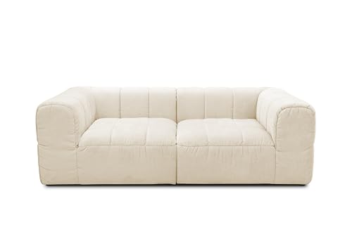 DOMO. collection Sofa Campana, 2-Sitzer Couch mit Taschenfederkern und gepolsterter Rückenlehne, 2er Bigsofa, Polstergarnitur 113 x 220 x 72 cm (BxTxH), Creme von DOMO. collection
