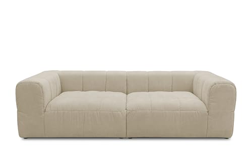 DOMO. collection Sofa Campana, 3-Sitzer Couch mit Taschenfederkern und gepolsterter Rückenlehne, 3er Bigsofa, Polstergarnitur 250 x 113 x 72 cm (BxTxH), Creme hell von DOMO. collection