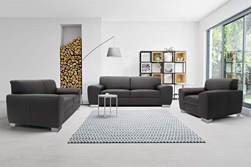 DOMO. collection Sofa Incanto, Leder-3-Sitzer Couch, Armlehnenbreite 35 cm, 3er Garnitur in Kunstleder, 224 x 95 x 81 cm (BxTxH), schwarz von DOMO. collection