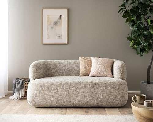 DOMO. collection Sofa Molina, 2-Sitzer Couch in organischer Form mit Federkern, gepolsterte Rückenlehne, 2er Polstergarnitur, 160 x 86 x 71 cm (BxTxH), beige-grau von DOMO. collection