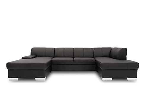 DOMO. Collection Star Wohnlandschaft, U-Form, Polstergarnitur, Sofa, Couch 150 x 304 x 150 cm in Kunstleder schwarz von DOMO. collection